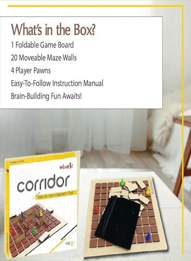 Braintastic Wooden Corridor Board Game for Kids, Adults, Family| Age 8+ Years (Smart Kids 4+ Years)|Interesting Mind, Strategy Game for Home, Travel| Super Fun to Play| 2-4 Players|Brown Color| - Image 2